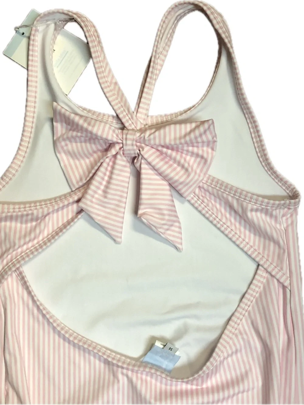 bella bliss Light Pink and White Striped One-Piece Swimsuit
